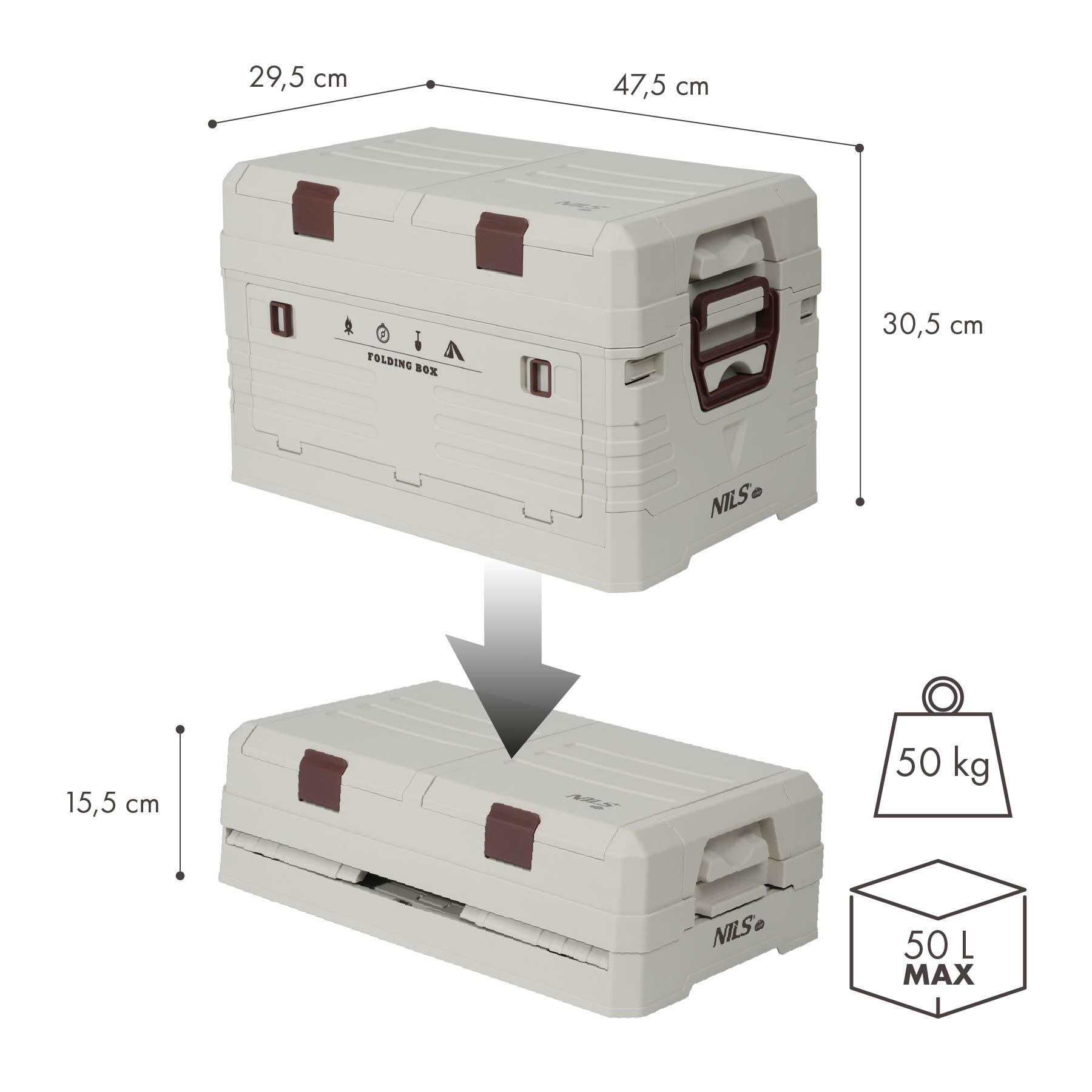 Caisse de camping avec couvercle, pliable 42 l NCB4003 NILS CAMP 3/7