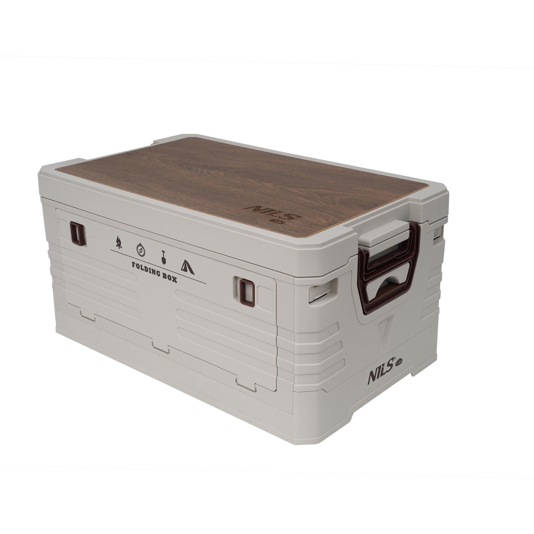 NILS CAMP Skládací box NILS Camp NCB4002 2v1 s víkem a dřevěnou deskou 50L