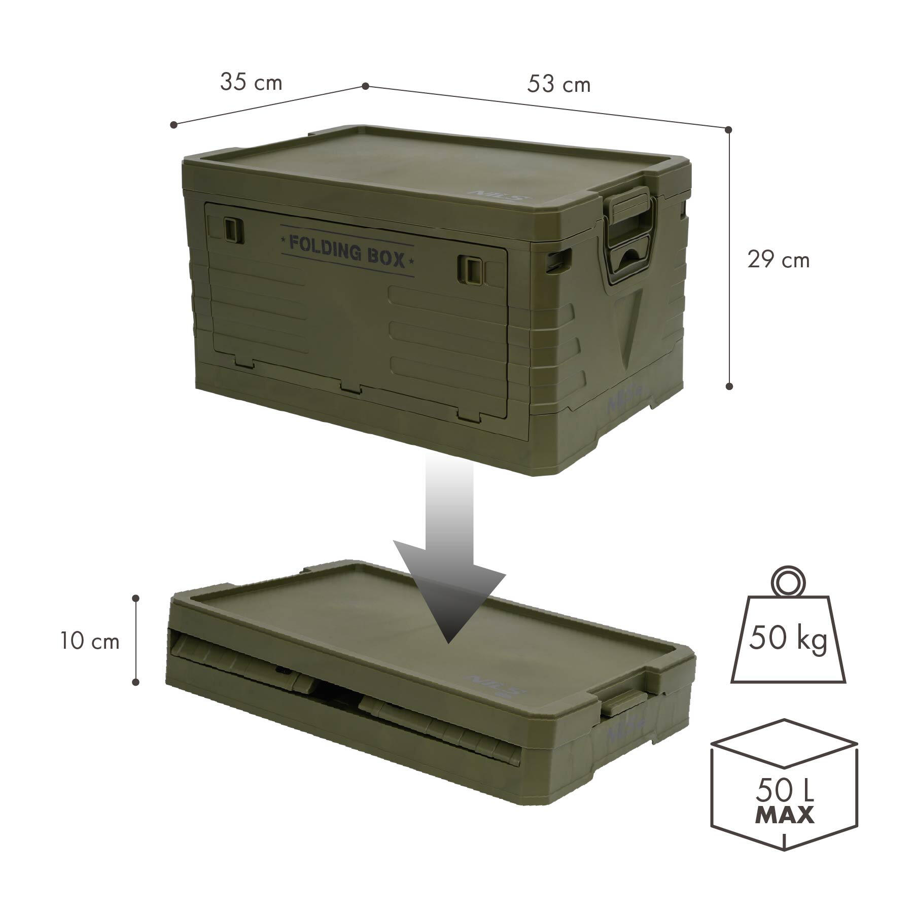 Coffre de camping pliable avec couvercle 50 L NCB4004 NILS CAMP 3/7