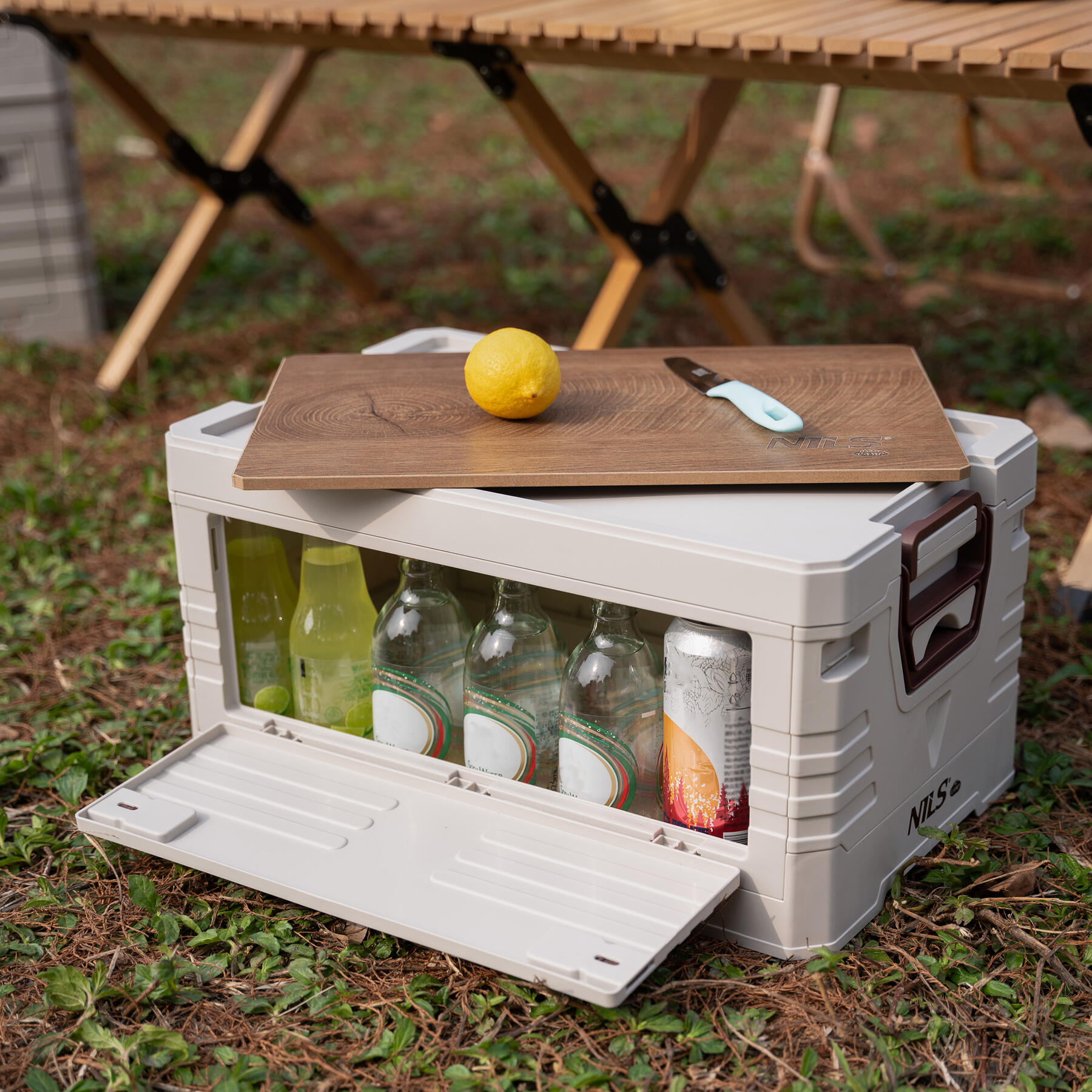 Coffre de camping avec fonction table 2 en 1 pliable 50 L NCB4002 NILS CAMP 6/7