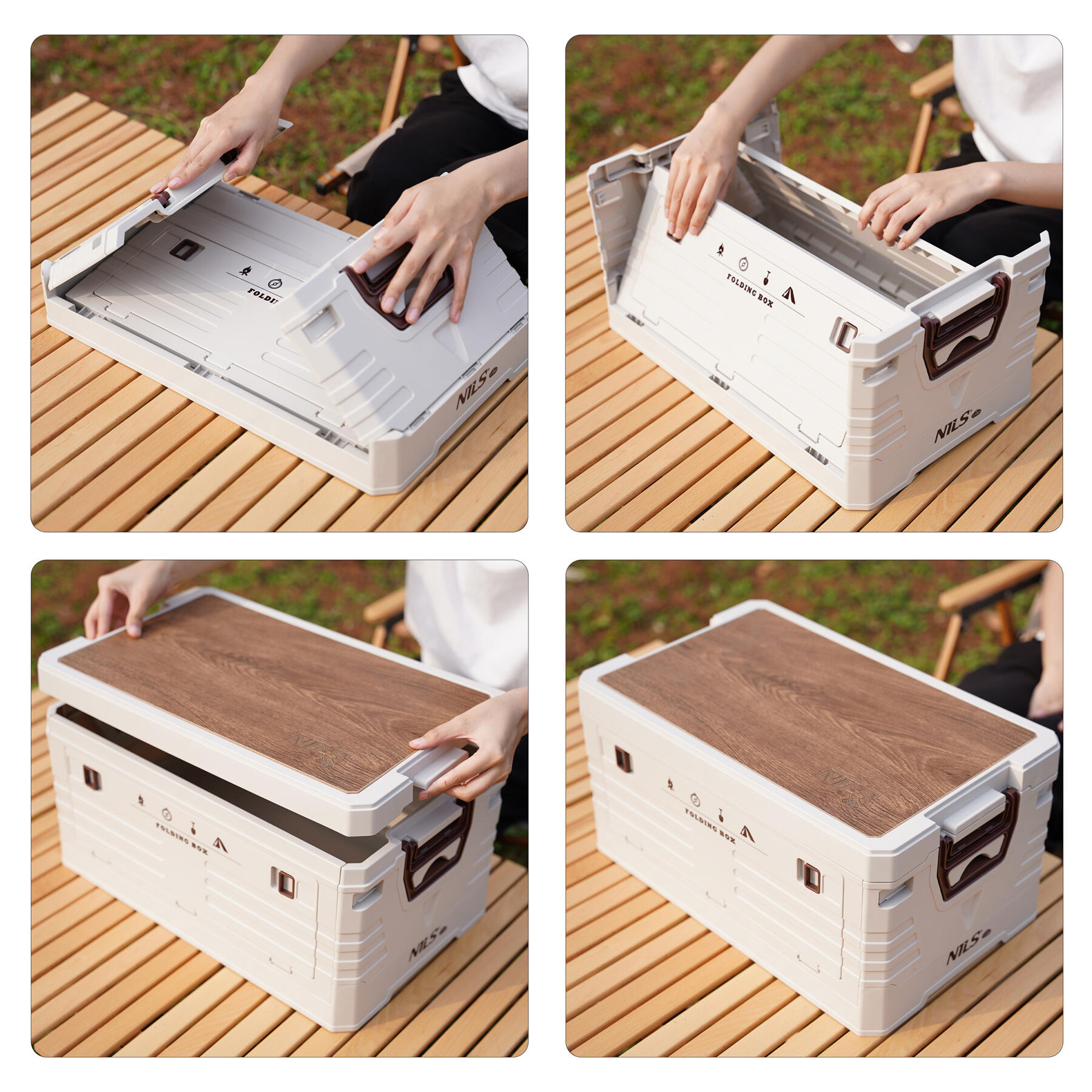 Campingkiste Mit Tischfunktion 2 in1 Faltbar  NCB4002 NILS CAMP 2/7