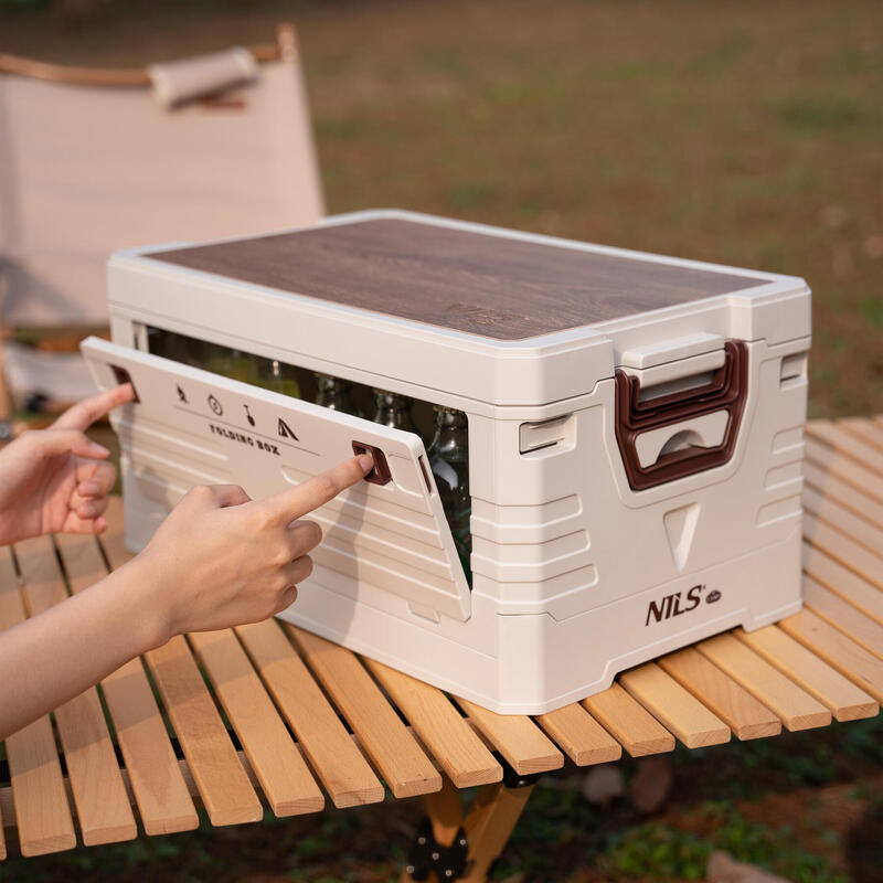 Skládací box NILS Camp NCB4002 2v1 s víkem a dřevěnou deskou 50L