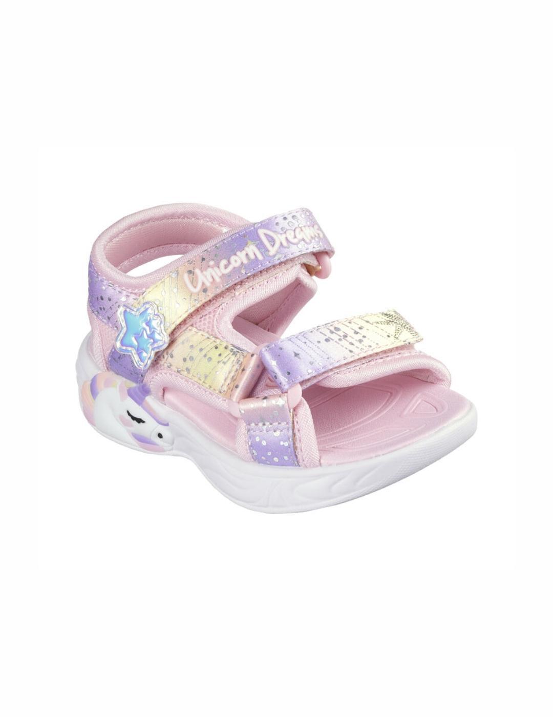 Sandalias para Niña Skechers Lights unicorn dreams  Rosa 3/4