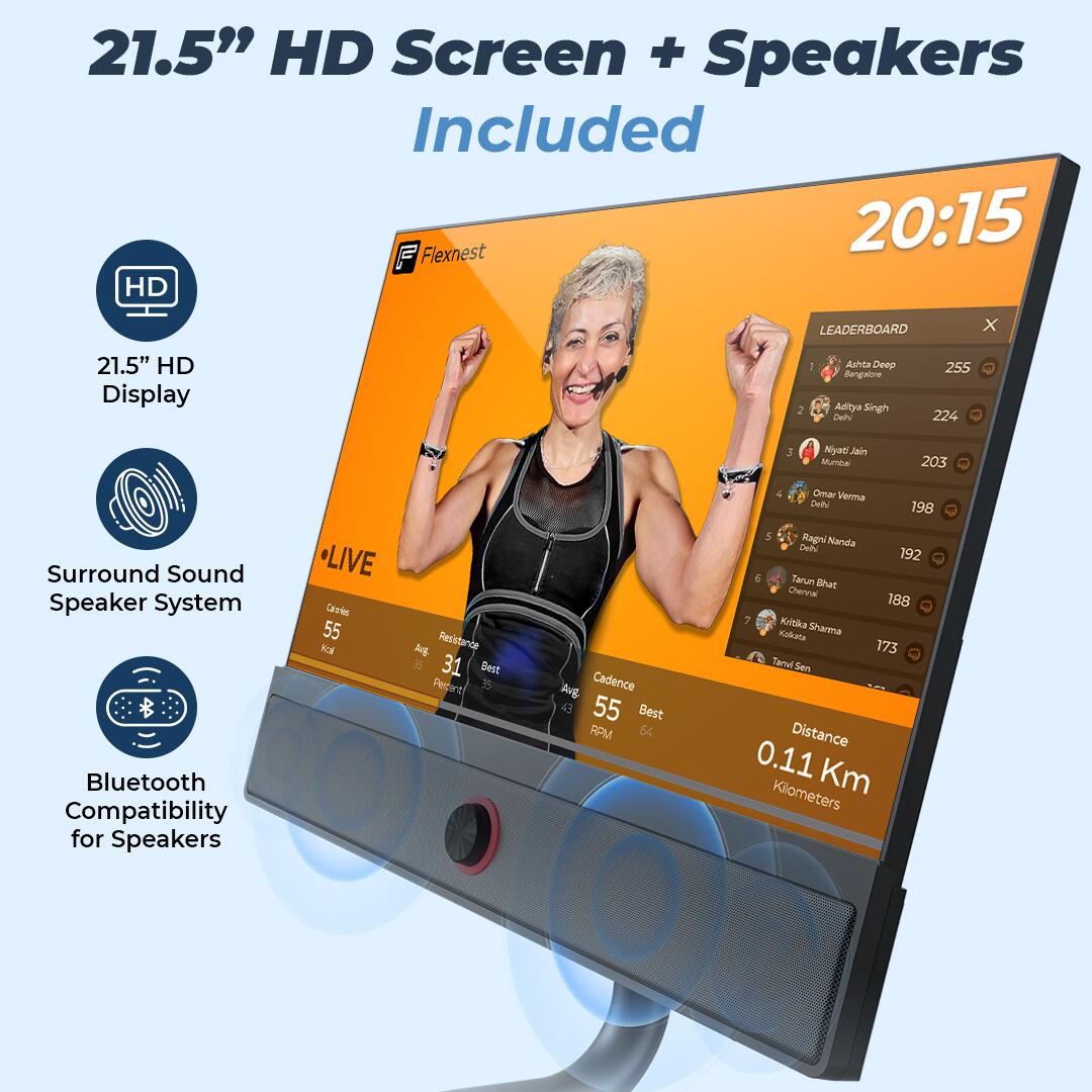 Flexnest Flexbike Plus Spin Exercise Bike with 22_QUOTE_ HD Touchscreen