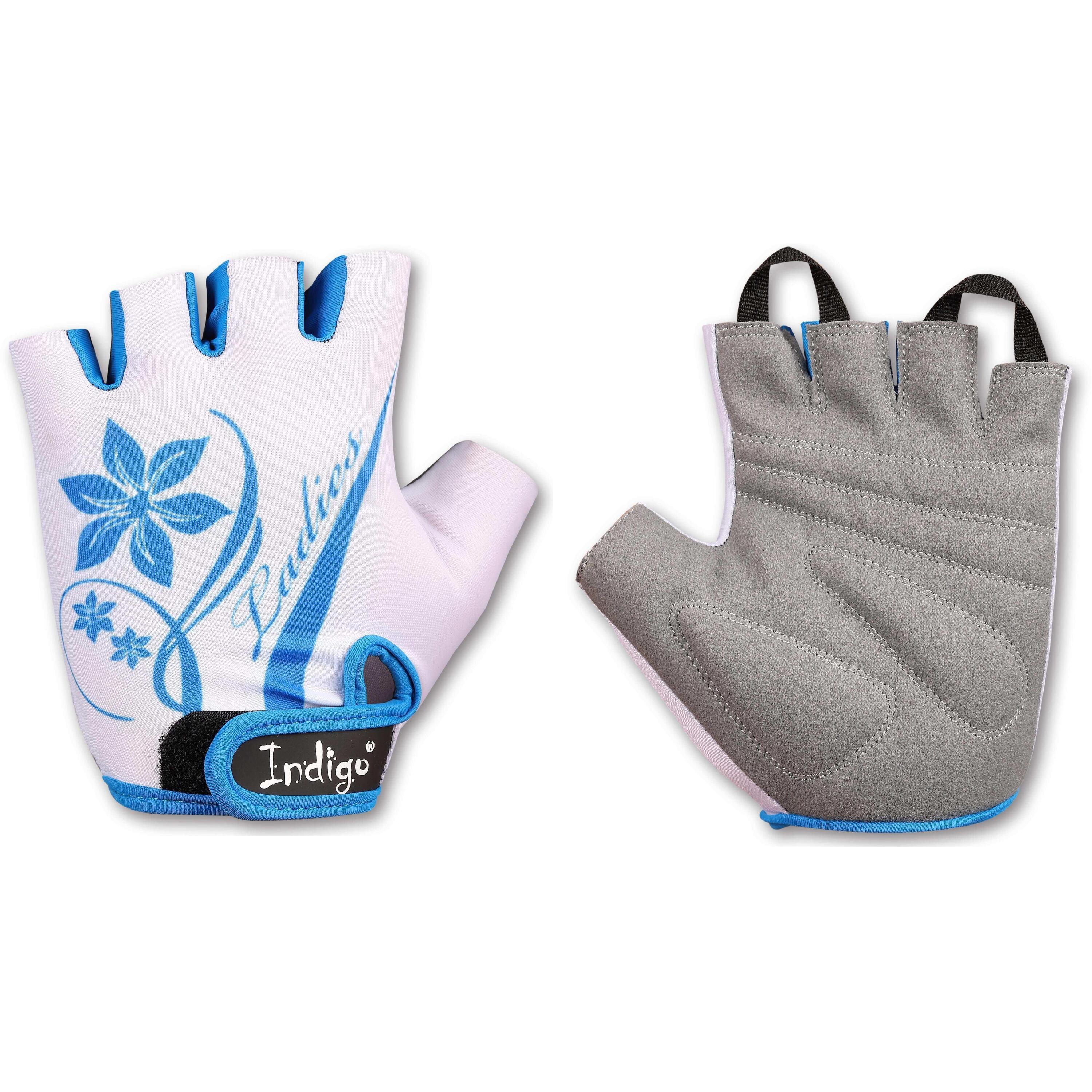 INDIGO SPORTS Luvas Ciclismo e Fitness Femininas INDIGO Tamanho L Branco-Azul