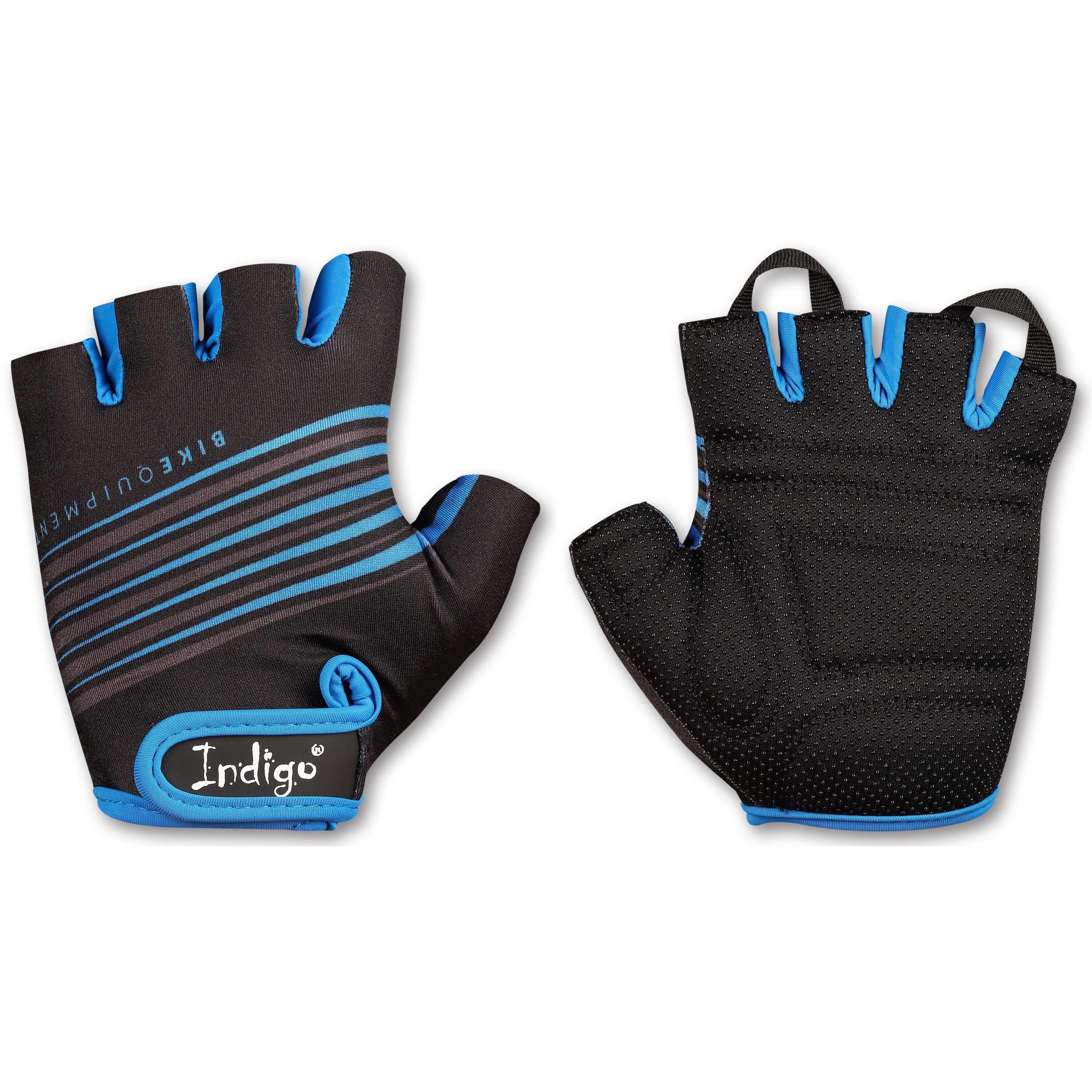 INDIGO SPORTS Luvas Ciclismo e Fitness Masculinas INDIGO Tamanho M Preto-Azul