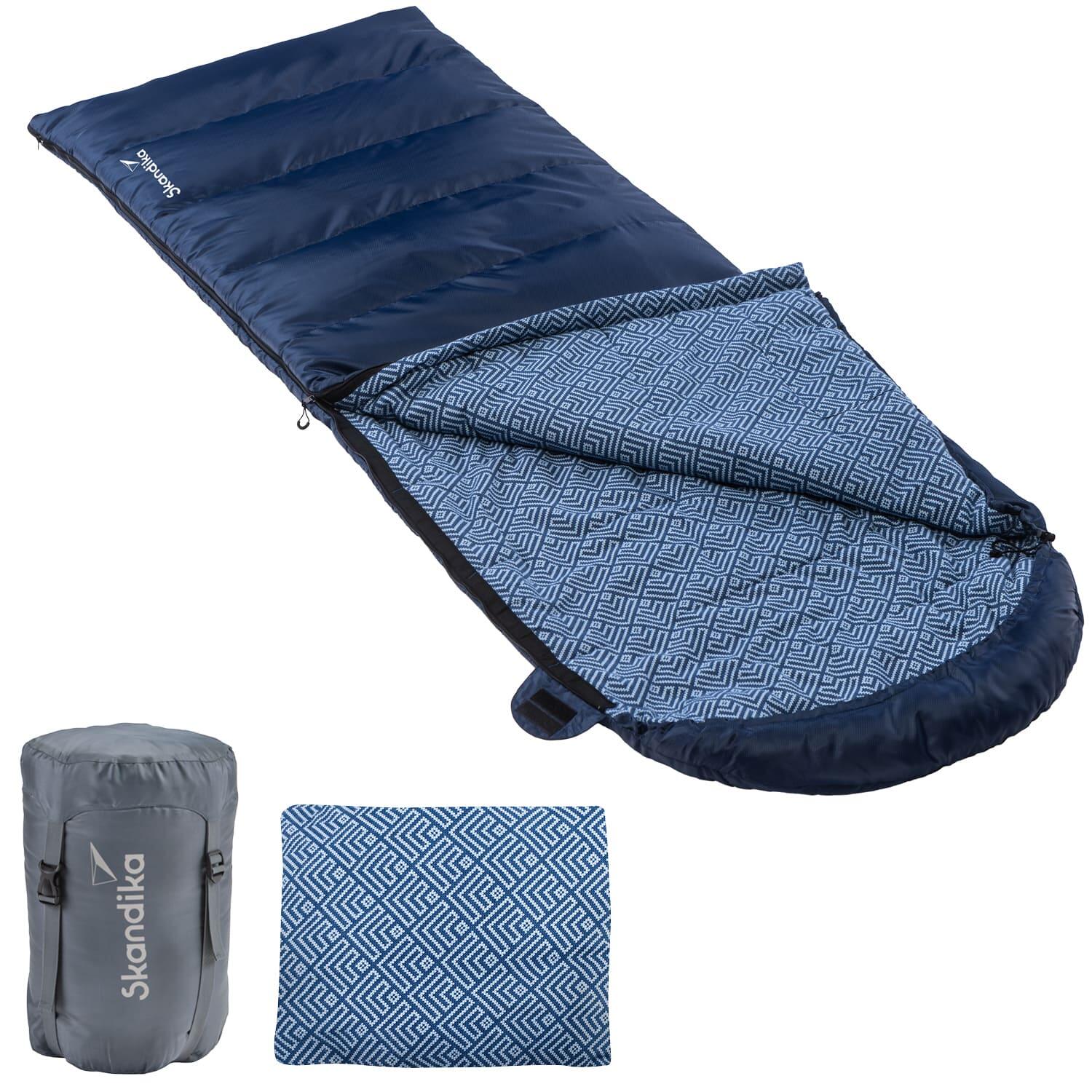 Skandika - Seconde Vie - Sac De Couchage Rectangulaire Dundee Avec Oreiller – Zip À Gauche - Sac De Couchage - Bleu - Taille Unique - Decathlon