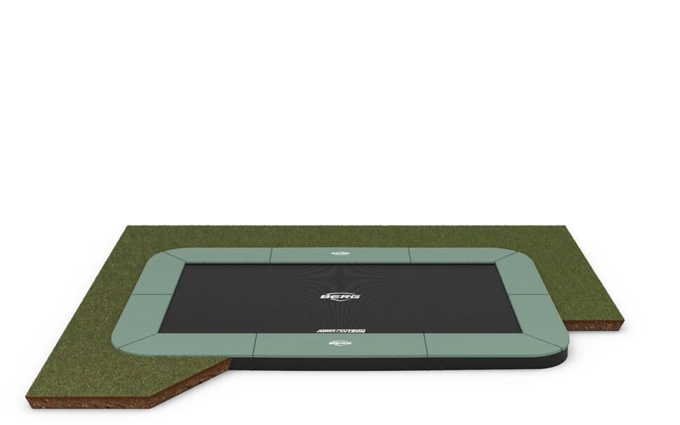 Trampolina BERG Champion ECO FlatGround Prostokątna 410x250 Zielona