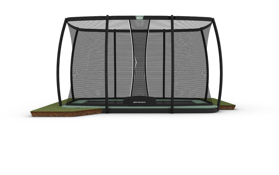Trampolina BERG Champion ECO FlatGround Prostokątna + Siatka 410x250 Zielona