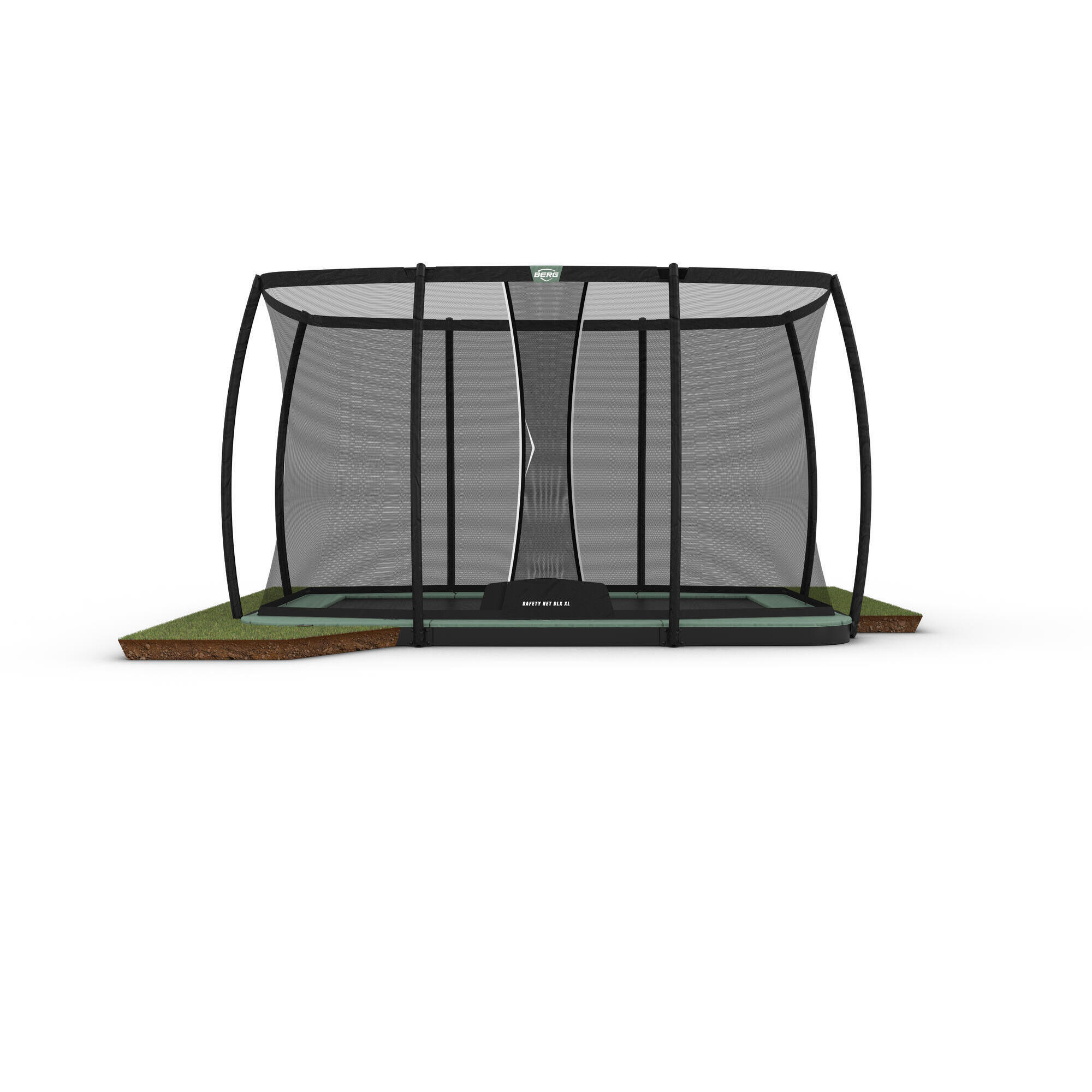 Trampolina BERG Champion ECO FlatGround Prostokątna + Siatka 410x250 Zielona