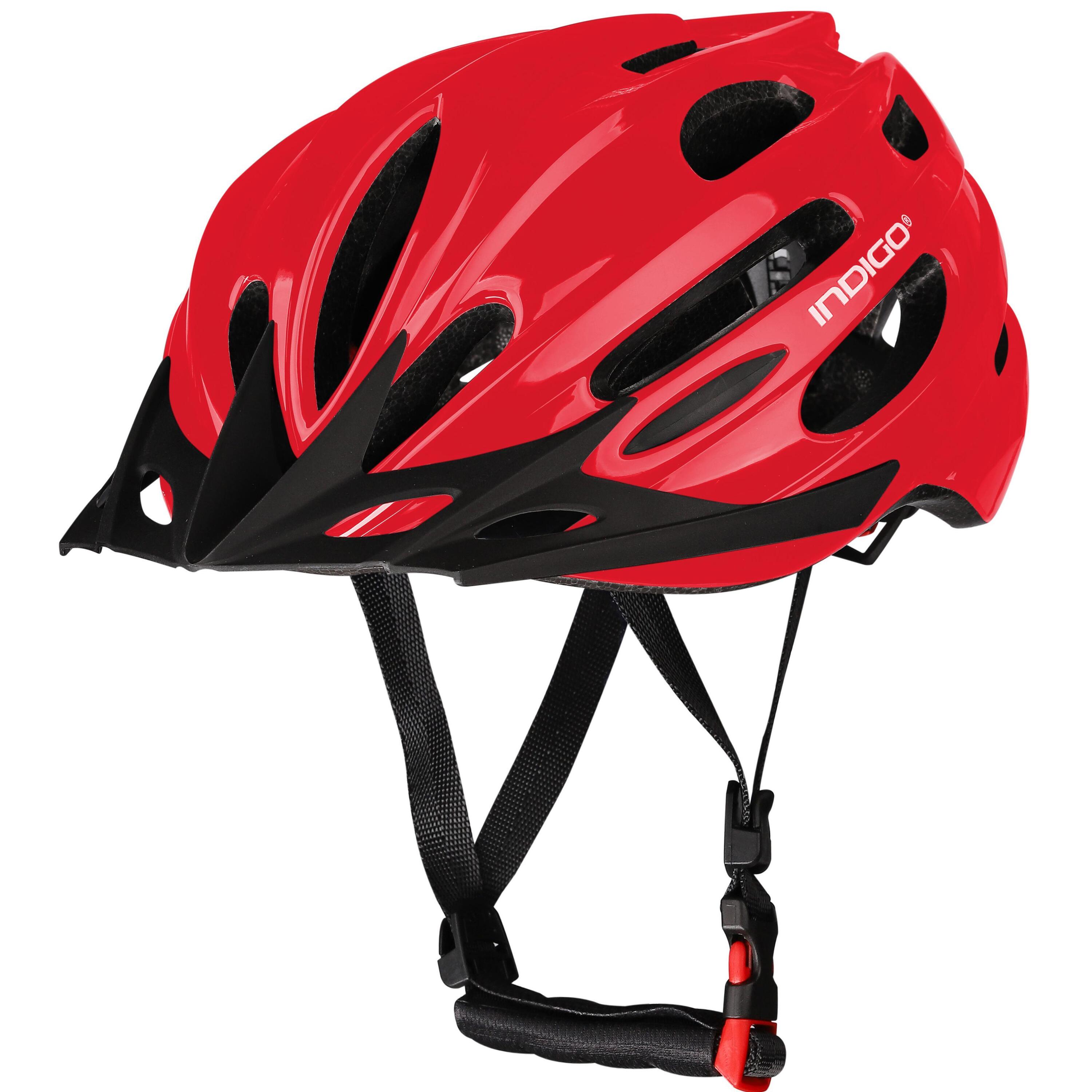 INDIGO SPORTS Casco de Bicicleta Adulto con 22 Ventilaciones INDIGO 55-61 cm Rojo