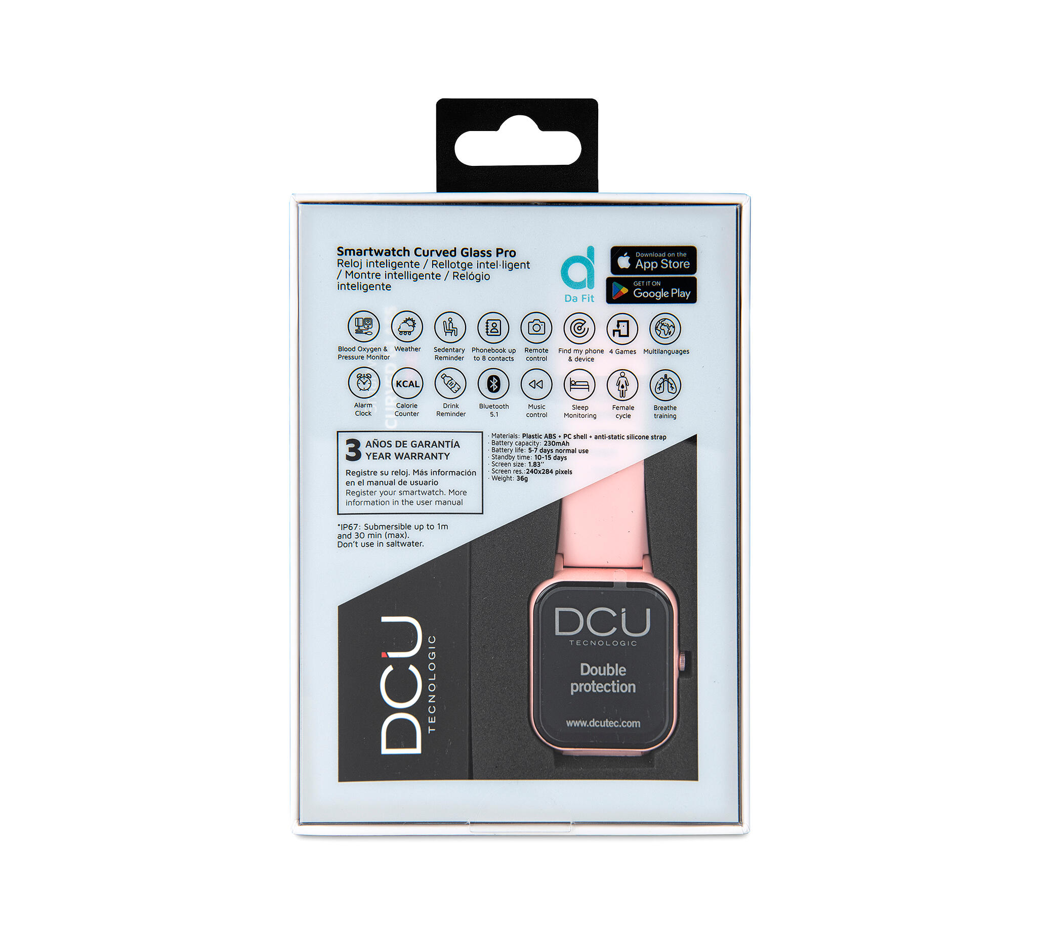 Smartwatch DCU CURVED GLASS PRO Pink 5/6