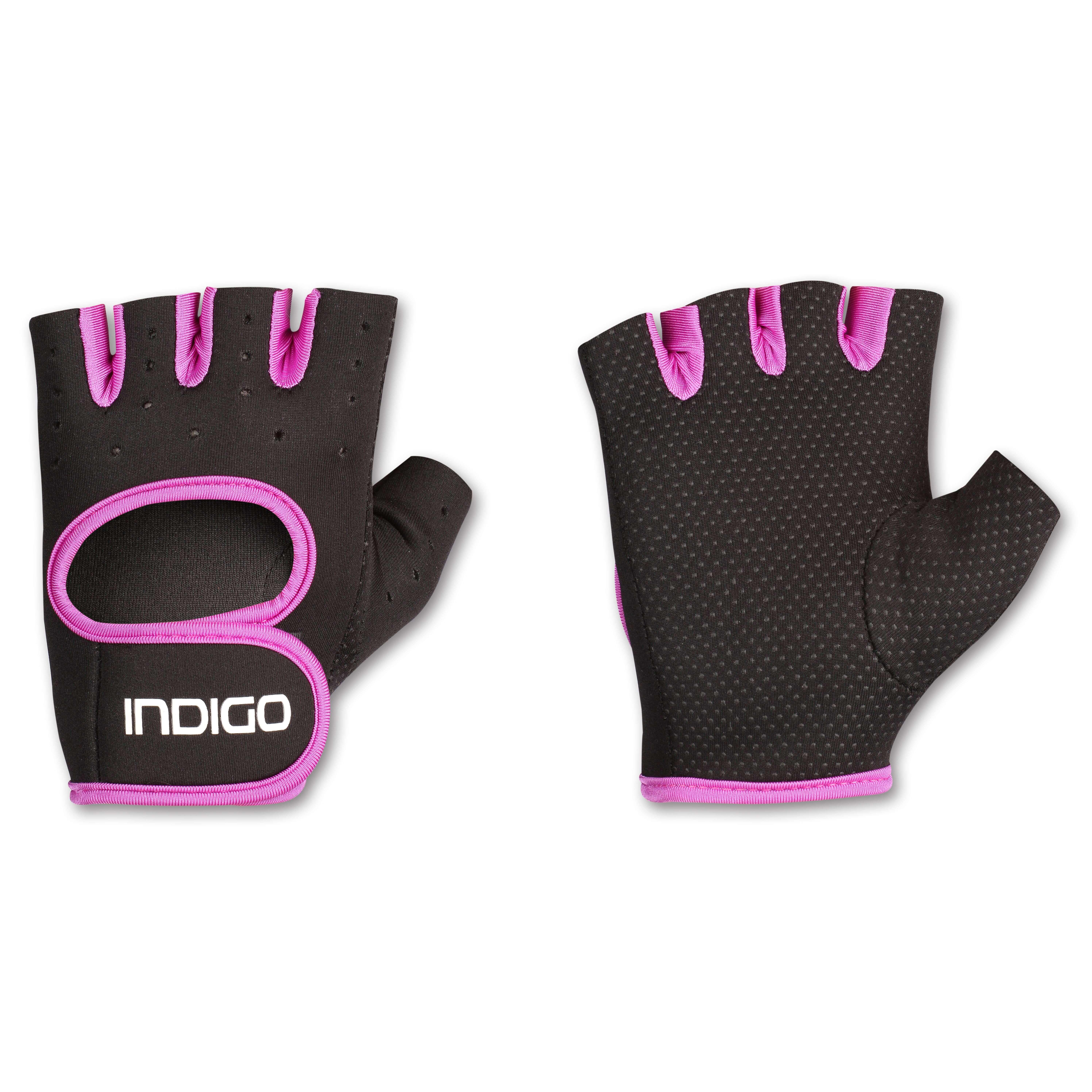Luvas Fitness com Ajuste Neoprene Femeninas INDIGO Tamanho L Preto-Violeta
