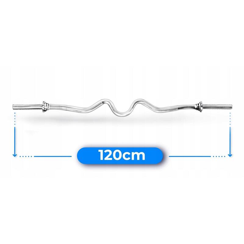 Vzpěračská osa silně lomená šroubovací se svorkami 120 cm Thunder 30 mm