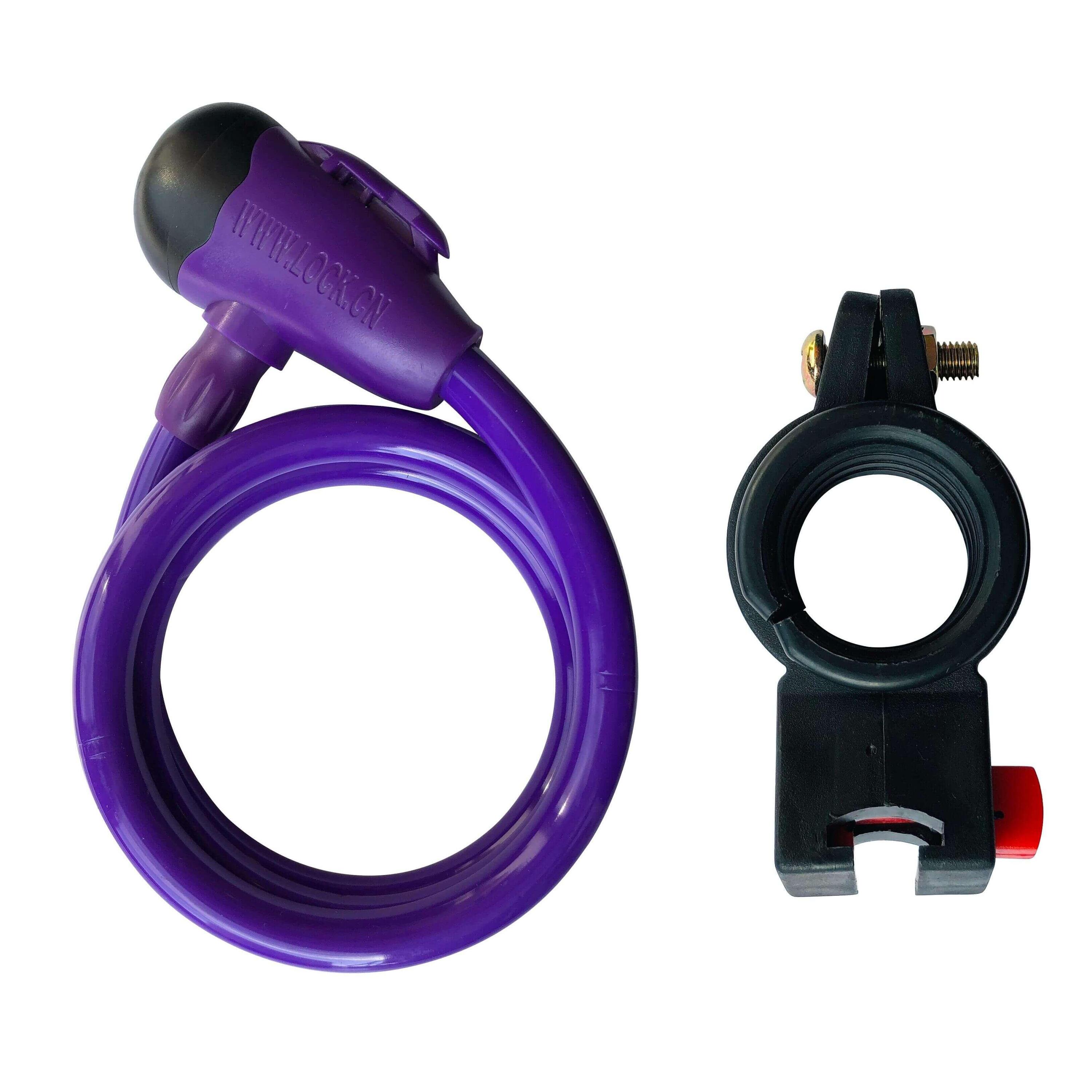 INDIGO SPORTS Cable Candado de Acero con Soporte GOLDEN KEY 1.2 * 100 cm Violeta
