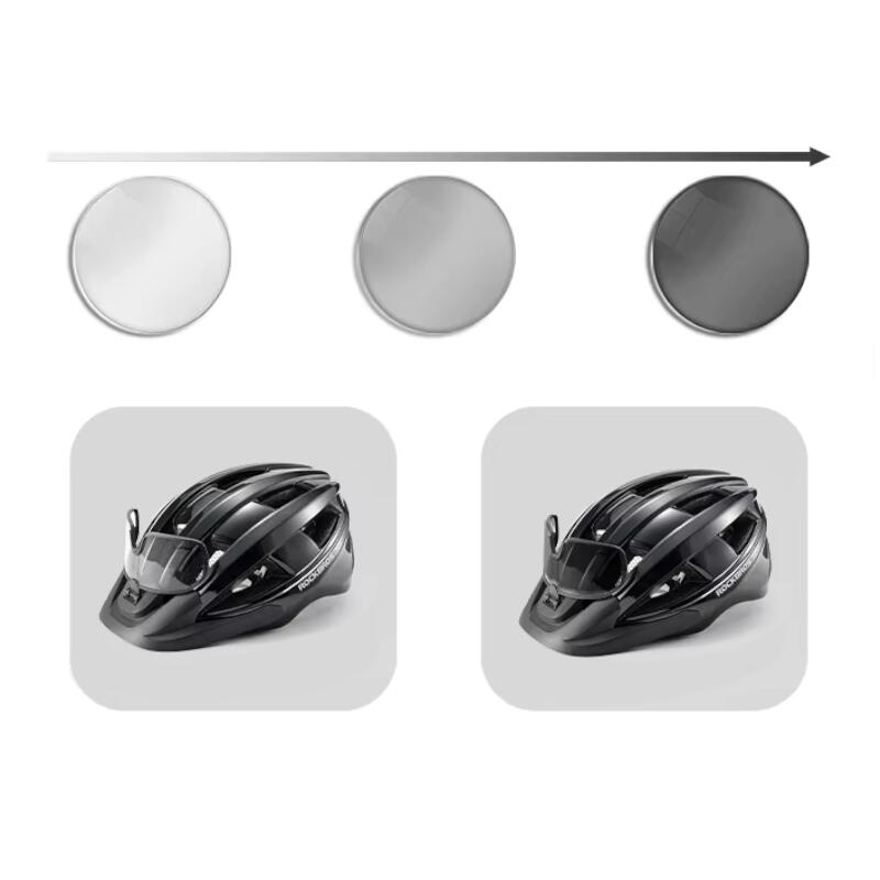 Kask rowerowy z okularami fotochromowymi na magnes i lampką LED Rockbros RB1011 4/4