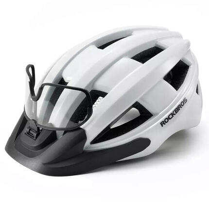 Kask rowerowy z okularami fotochromowymi na magnes i lampką LED Rockbros RB1011