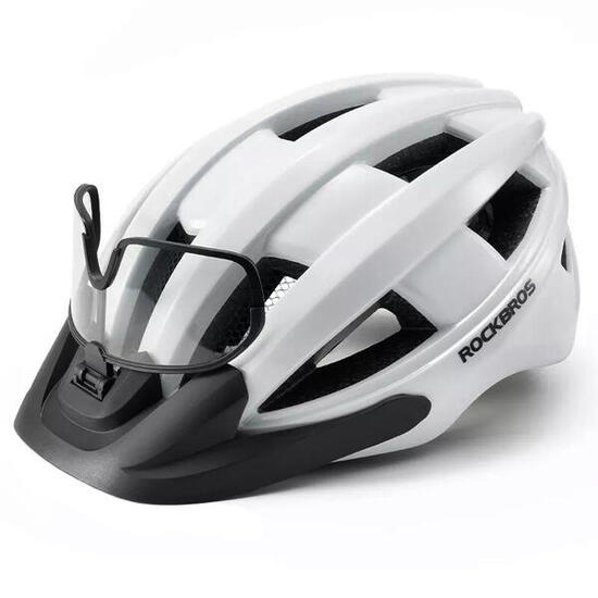 Kask rowerowy z okularami fotochromowymi na magnes i lampką LED Rockbros RB1011
