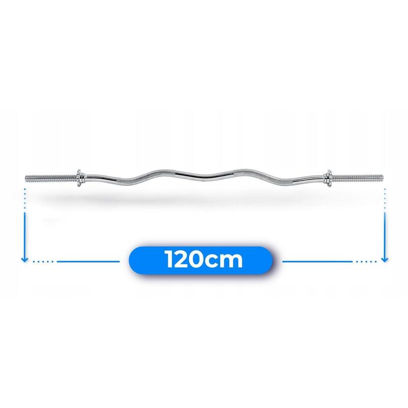 Vzpěračská osa mírně lomená šroubovací se svorkami 180 cm Thunder 30 mm