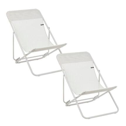 Lot de 2 Transats jardin pliants multi-positions - MAXI TRANSAT - Beige