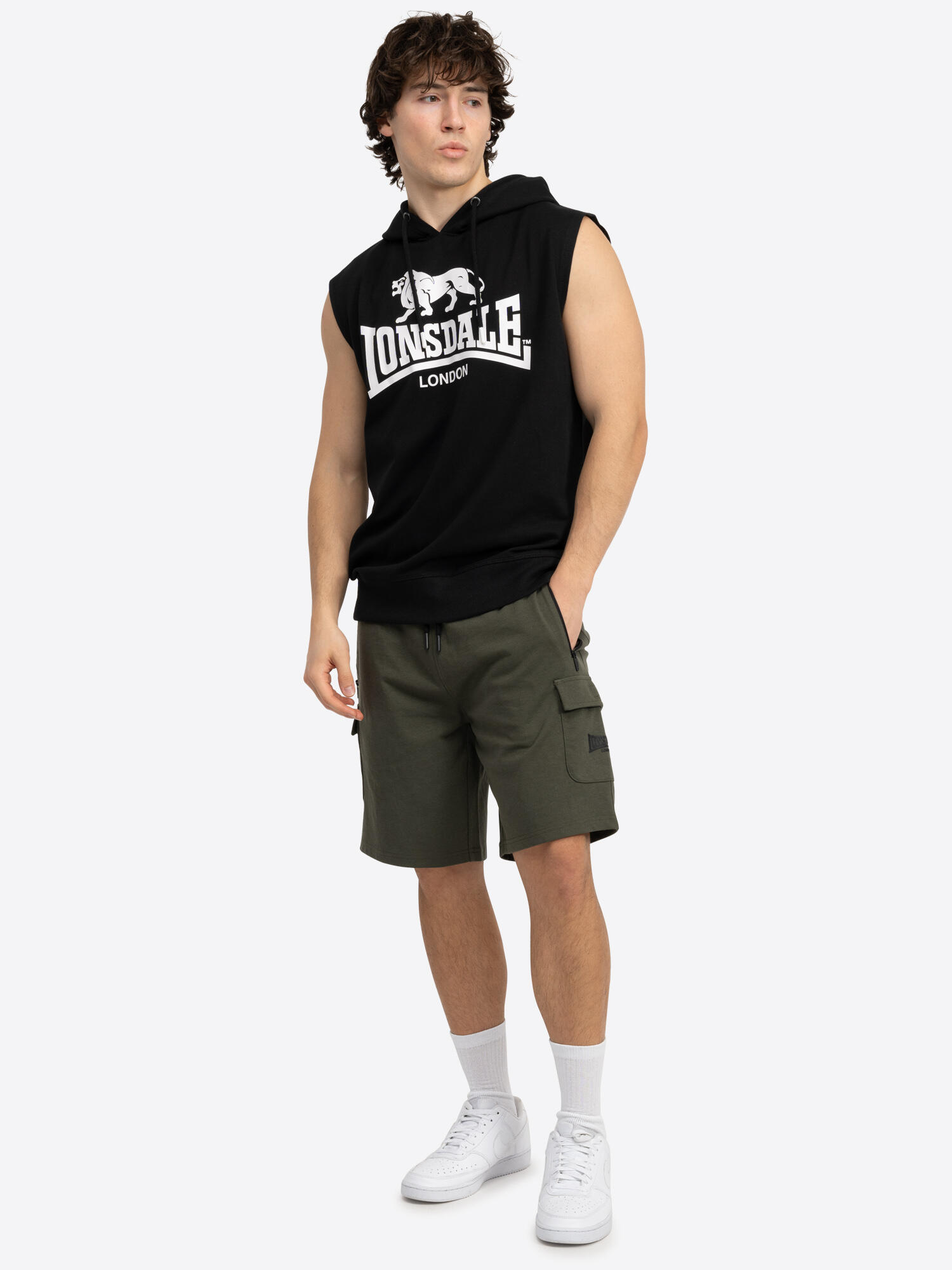 LONSDALE Herren ärmelloses Sweatshirt mit Kapuze normale Passform BIGNOR 3/6