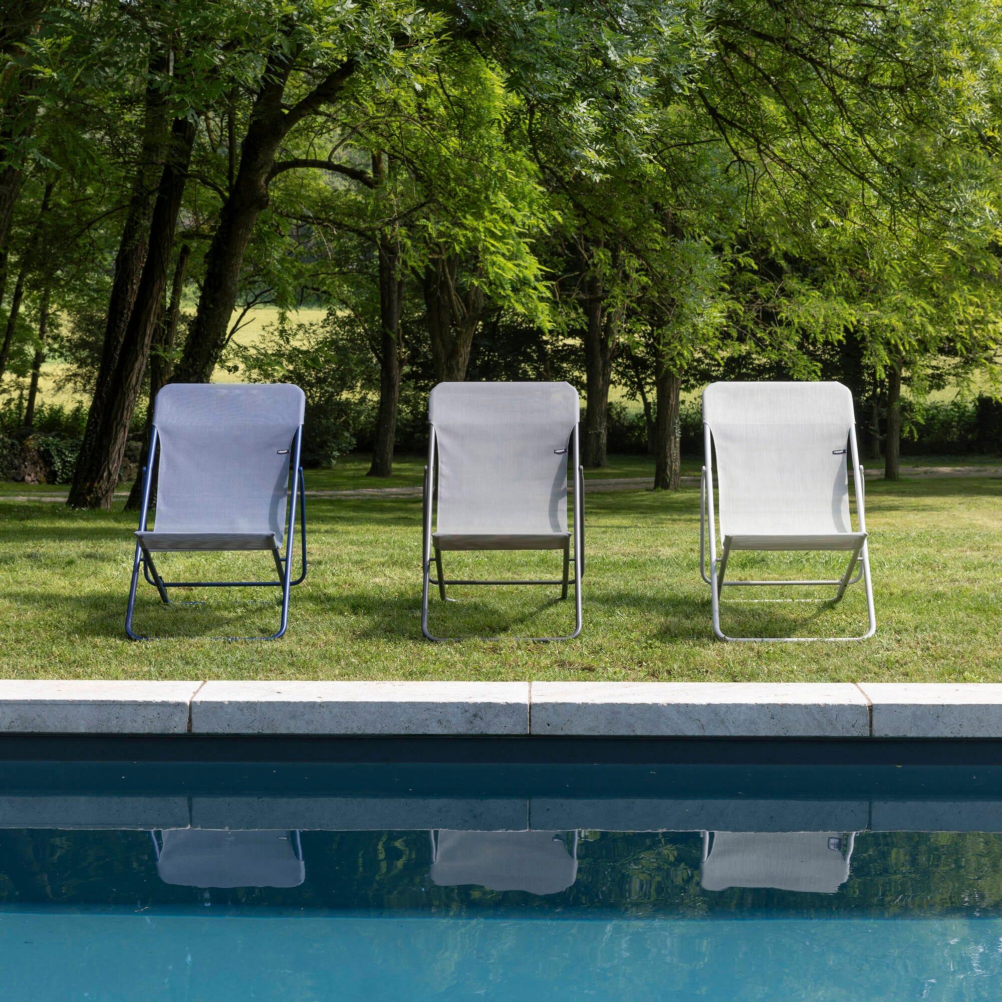 Lot de 2 Transats jardin pliants multi-positions - MAXI TRANSAT - Bleu 2/7