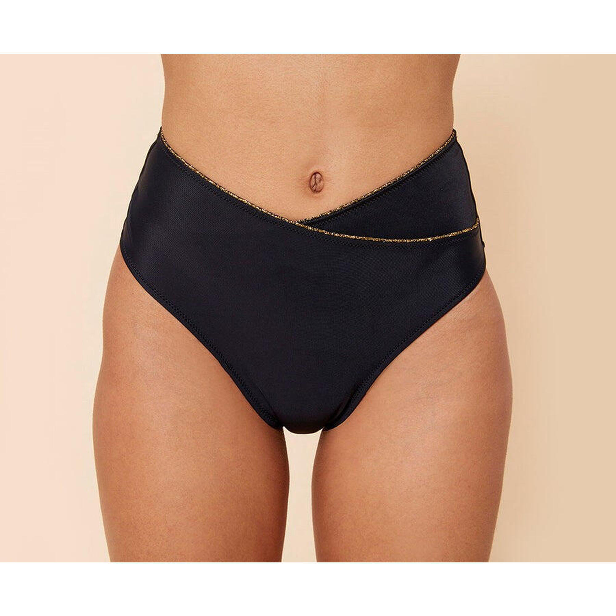 Sisters Republic - Bas De Maillot Naïa Menstruel Noir Flux Medium - Bas De Maillot De Bain - Jaune|noir - S - Decathlon
