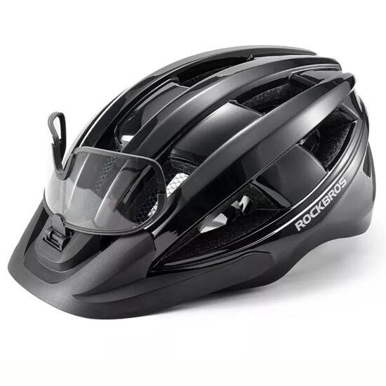Kask rowerowy z okularami fotochromowymi na magnes i lampką LED Rockbros RB1011