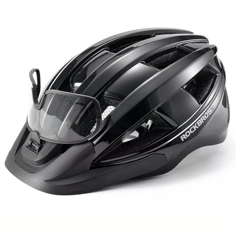 Kask rowerowy z okularami fotochromowymi na magnes i lampką LED Rockbros RB1011