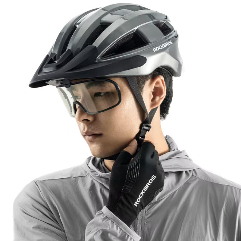 Kask rowerowy z okularami fotochromowymi na magnes i lampką LED Rockbros RB1011 3/7