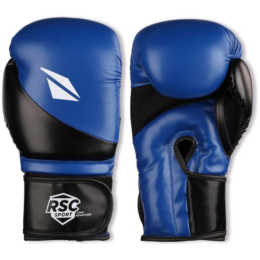 Luvas de boxe pu flex rsc 12 onças azul-preto