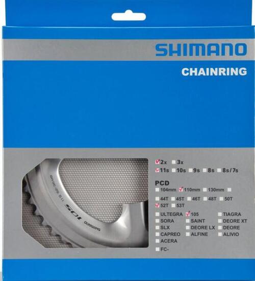 SHIMANO Kettenblatt 105 FC-5800 52 Zähne Silber - Präzise Schaltperformance f...
