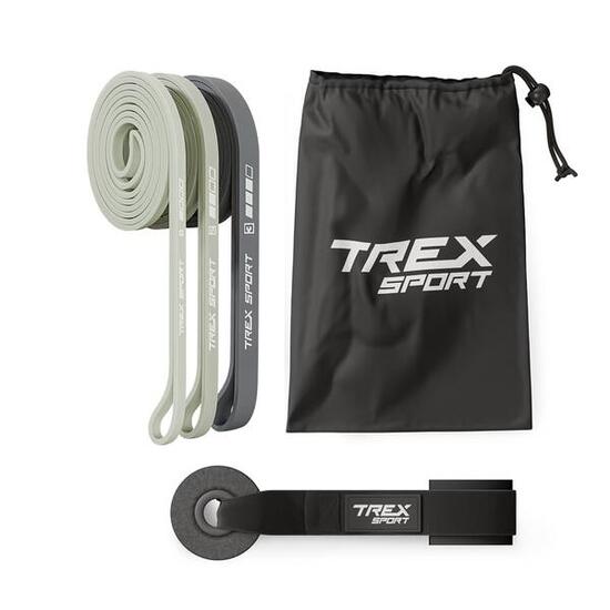 Zestaw 3 gum oporowych Trex Sport Power Band z zaczepem drzwiowym, opór 2–30 kg