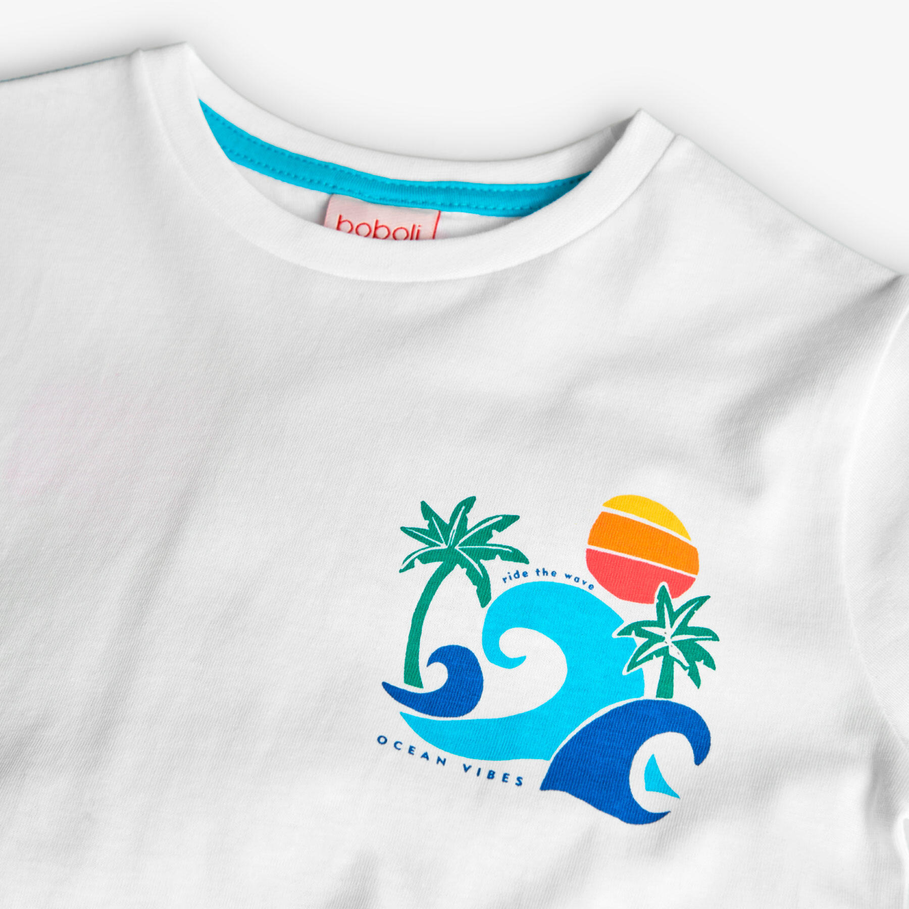 Camiseta Natación Niño Boboli Blanco 3/4