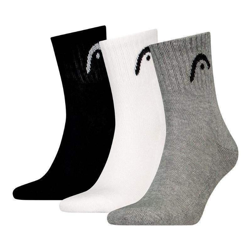 Calcetines Head All Sports Short Crew Negro Blanco Gris 3 Peças 3/5