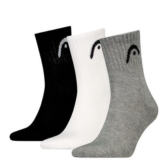 Calcetines Head All Sports Short Crew Negro Blanco Gris 3 Pares