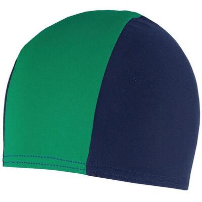 Kinder/kids tweekleurige lycra badmuts (marineblauw/groen)