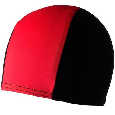 Kinder/kids tweekleurige lycra badmuts (zwart/rood)