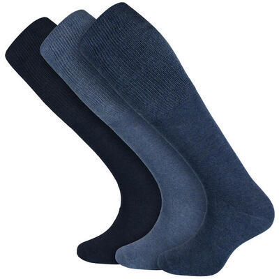Diabetikersocken für Damen und Herren | Kniestrümpfe | 3 Paar | Blau