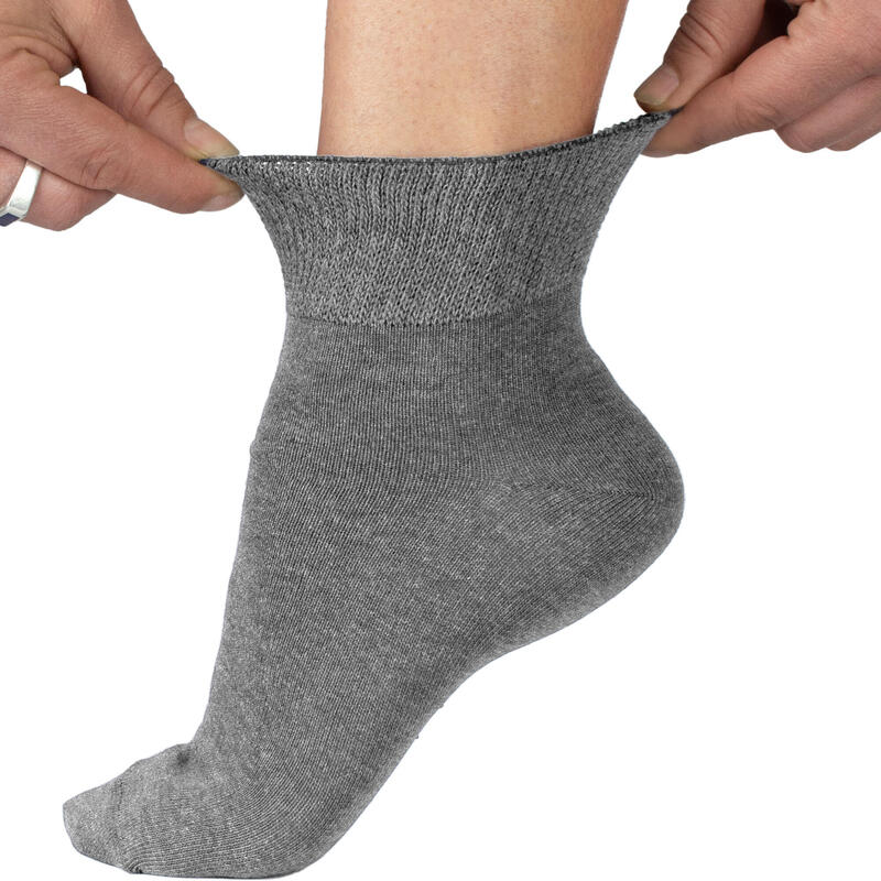 Chaussettes pour diabétiques femmes et hommes | Tige courte | 6 paires | Gris