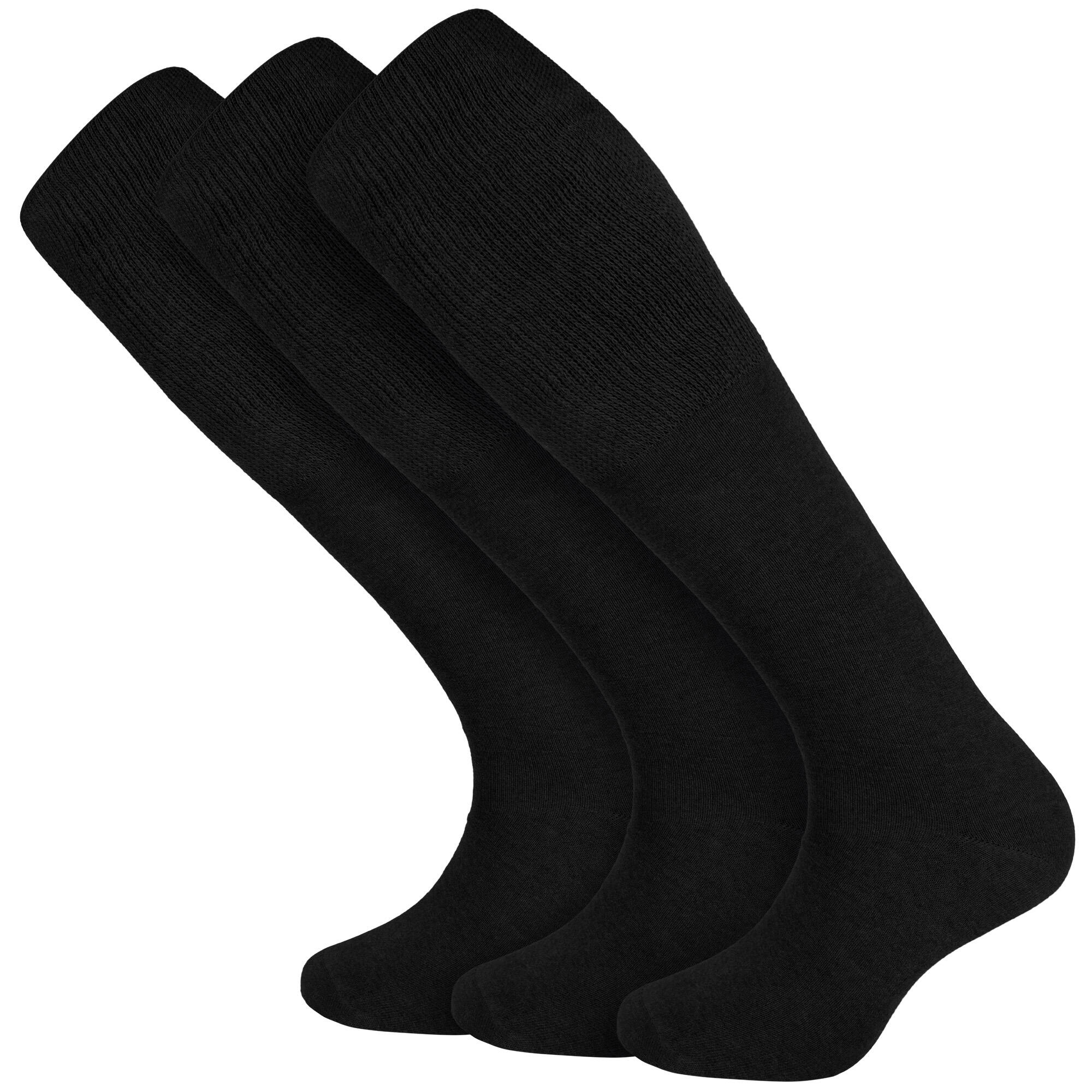 BLACK SNAKE Diabetikersocken für Damen und Herren | Kniestrümpfe | 3 Paar | Schwarz