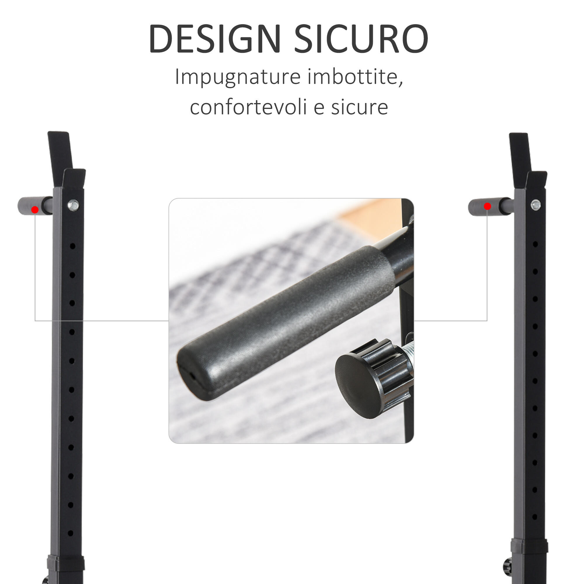 HOMCOM Supporto per Bilanciere in Acciaio Altezza Regolabile 121-171cm Nero 5/5