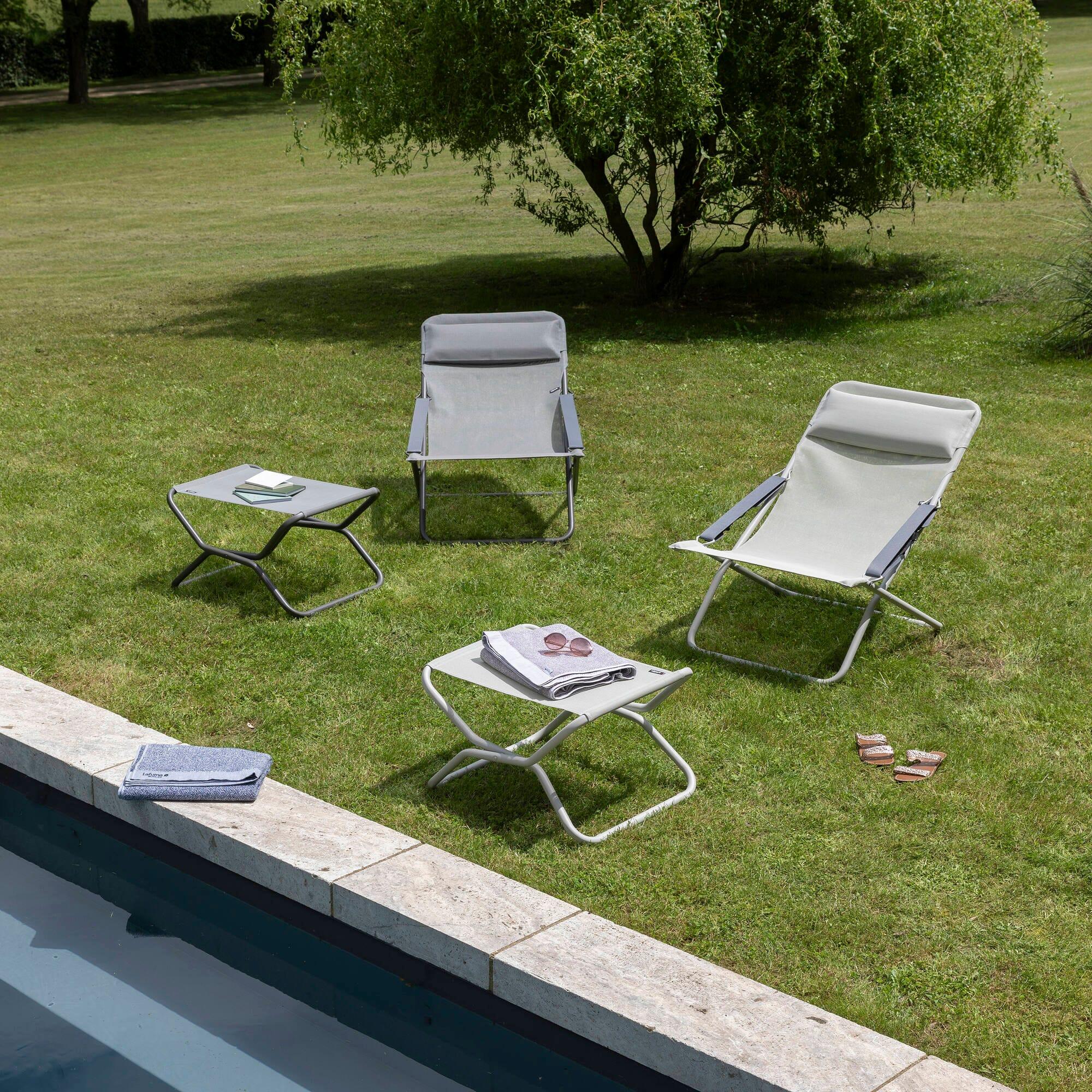 Chaise longue / bain de soleil pliant - TRANSABED - Gris - Lafuma Mobilier 5/6