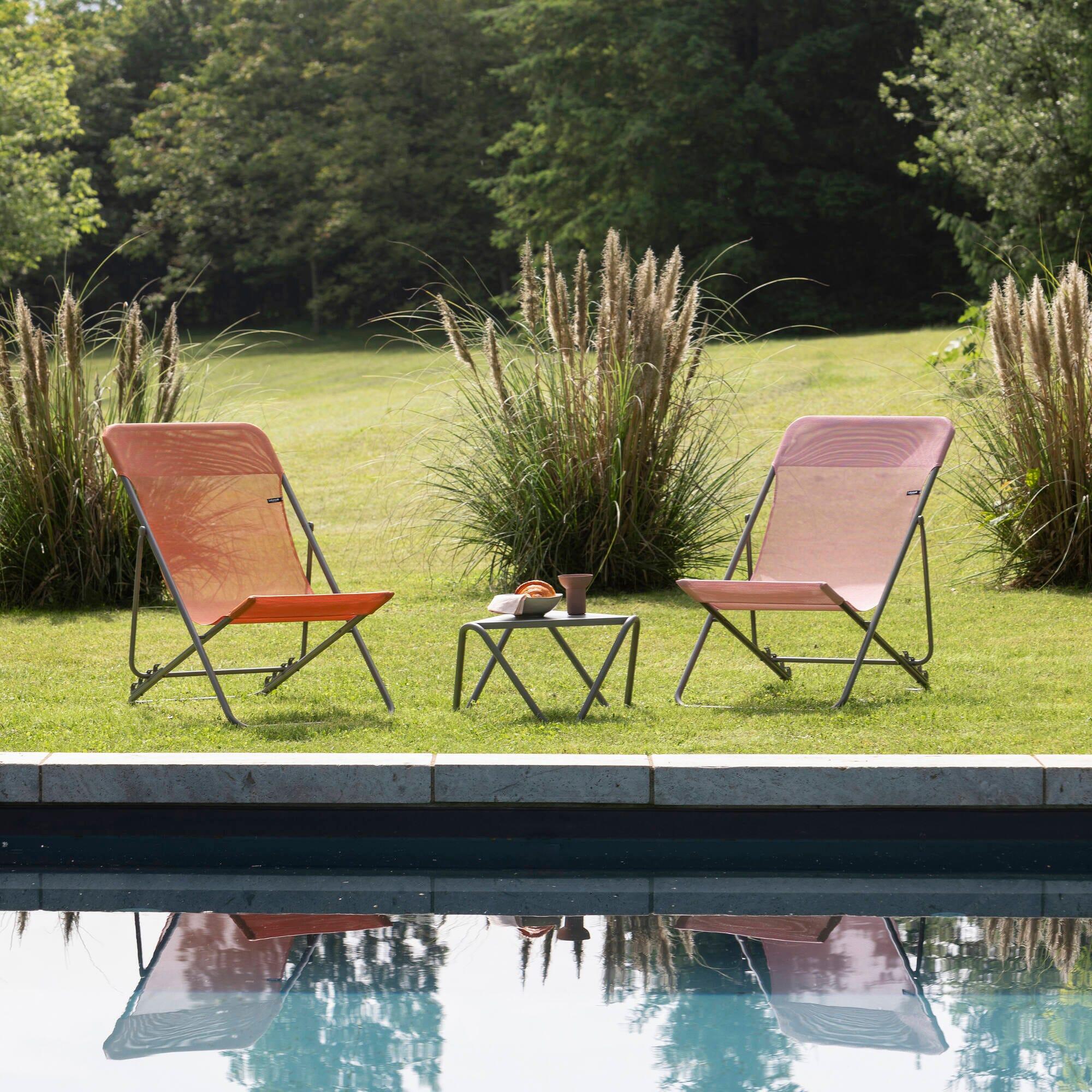Transat jardin pliant multi-positions : Largeur 58 cm - MAXI TRANSAT - Orange 3/7
