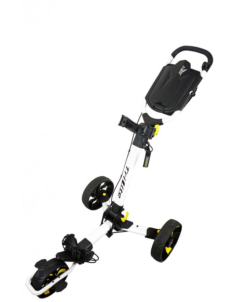 TRILITE Trilite T-Flash, Carro de Golf Manual de 3 Ruedas, Blanco/Amarillo