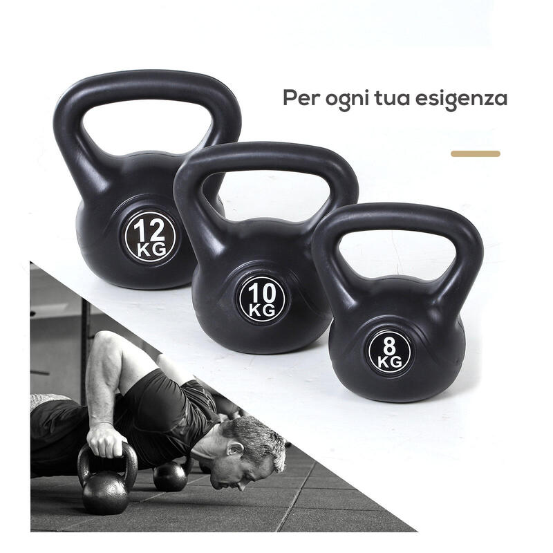 HomCom gantera kettlebell 12 kg,  27x21x31cm negru