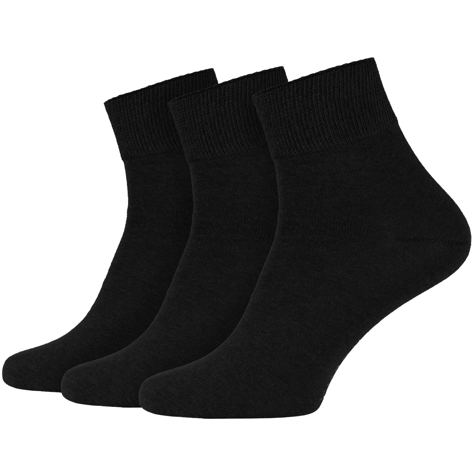 BLACK SNAKE Diabetikersocken für Damen und Herren | kurzer Schaft | 3 Paar | Schwarz