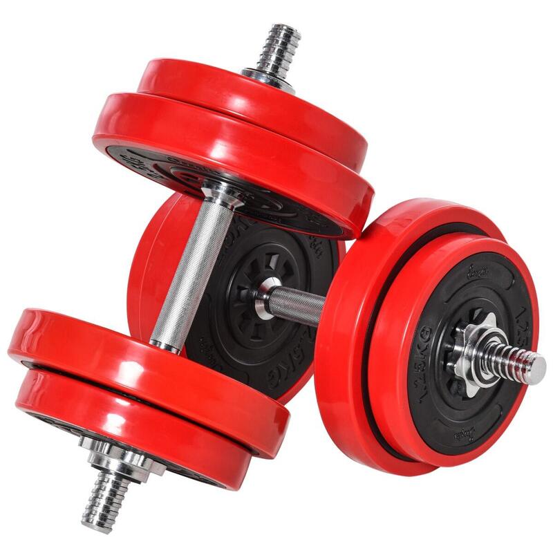 HOMCOM Set de Haltere si Gantere Greutati 20 kg Discuri Acoperite in PP