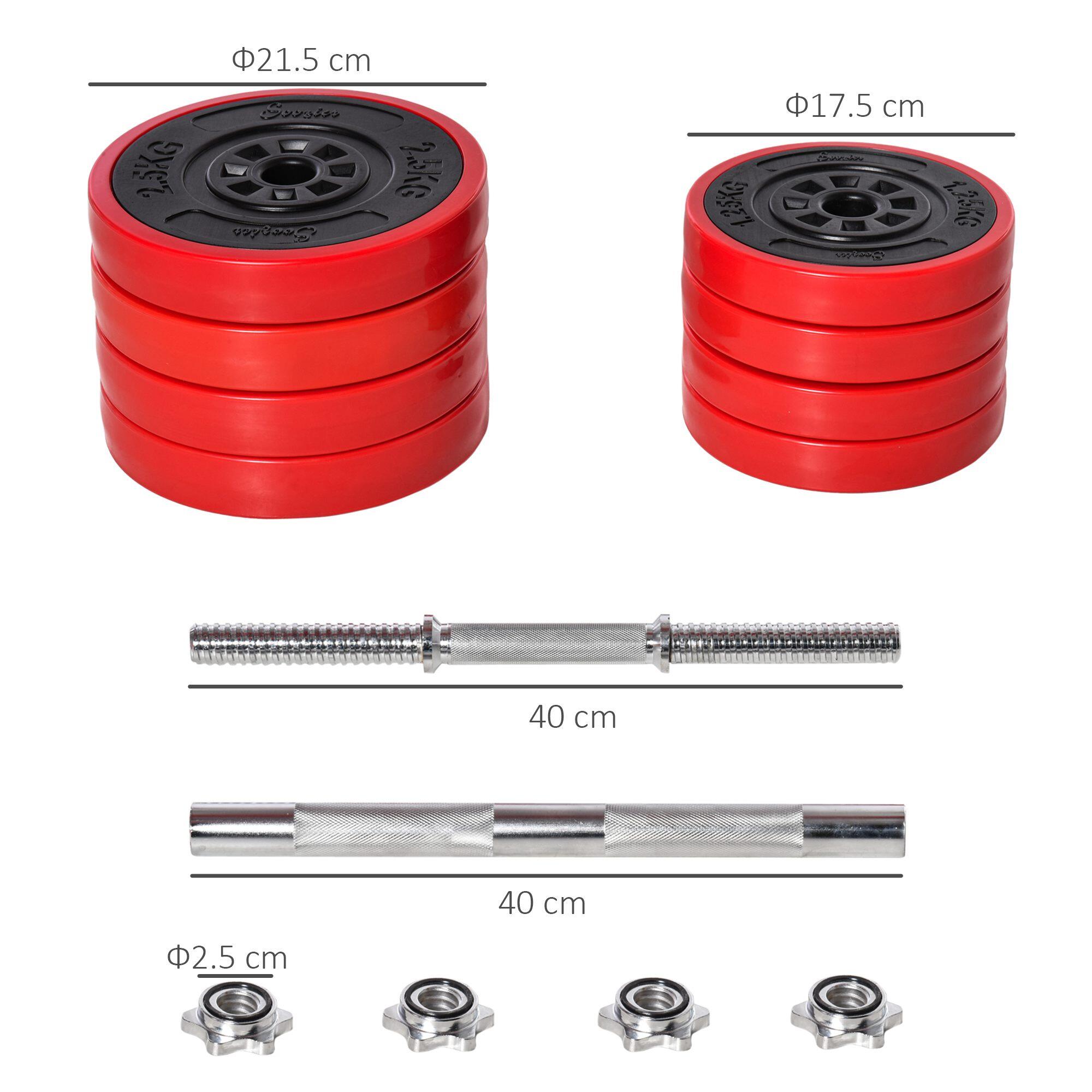 HOMCOM Set Bilanciere e Manubri Pesi da 20kg Dischi Rivestiti in PP Antigraffio 3/5