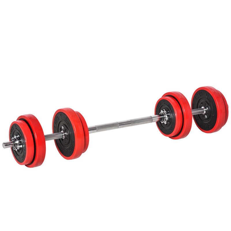 HOMCOM Set de Haltere si Gantere Greutati 20 kg Discuri Acoperite in PP